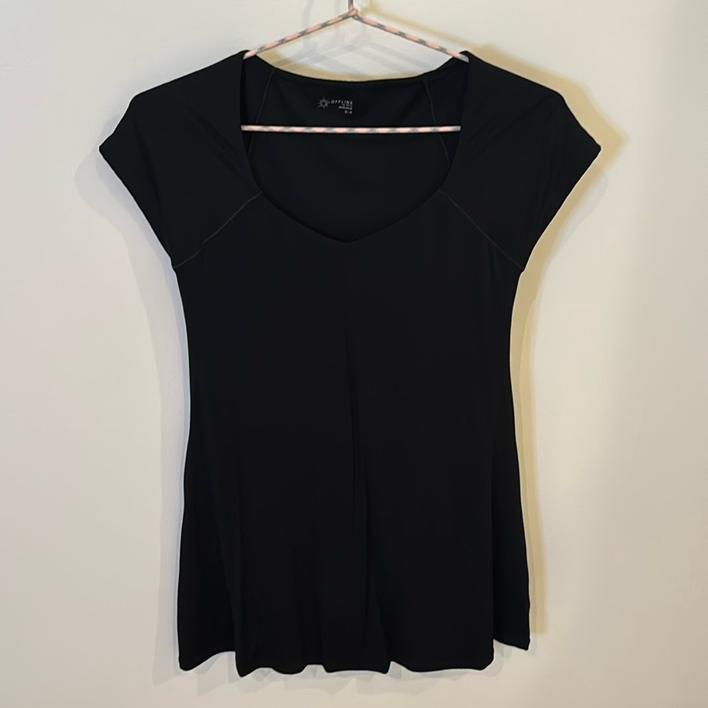 Offline by Aerie workout dress vneck w/ shorts & pockets black sz M
